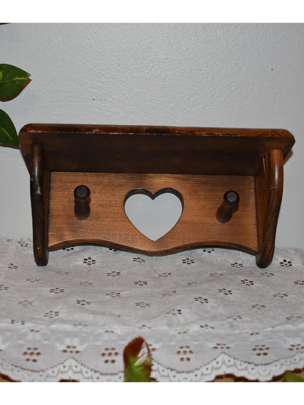 Vintage Antique Small Wood Heart Shelf Country Cottagecore Wall Decor